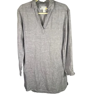 C & C California Womens 100% Linen Gray Long Sleeve Dress Tunic Size S Coastal - Image 1 of 4