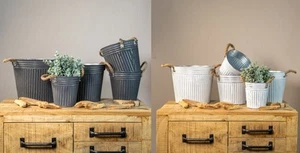Metall Blumentopf weiß, grau Ø 15 - Ø 27cm Pflanz-Töpfe Übertopf bepflanzbar - Bild 1 von 27