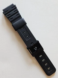 18 mm - Casio schwarzes Kautschuk Uhrenarmband / wasserdicht (schwarze Schnalle) - Bild 1 von 3