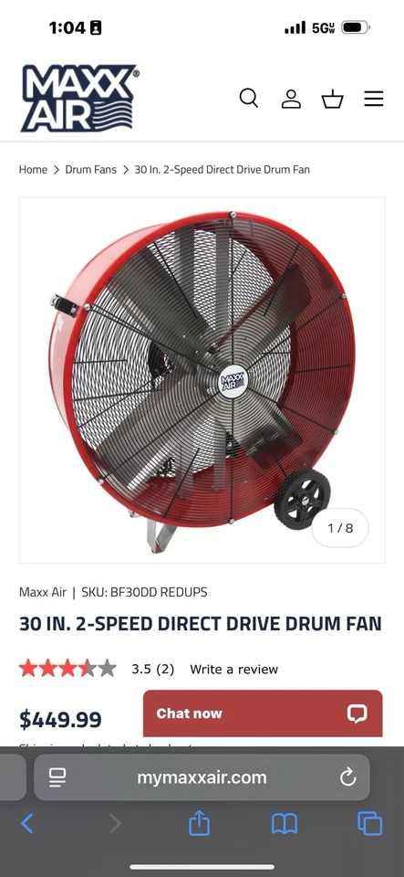 "Ventilador de batería de 30"" en excelente estado" Foto 1 de 1