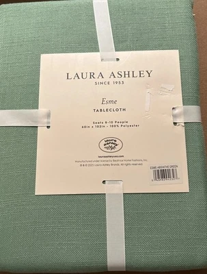 Toalha de Mesa Laura Ashley Esme 60”x102” Verde Sólido Primavera NOVA - Imagem 1 de 4