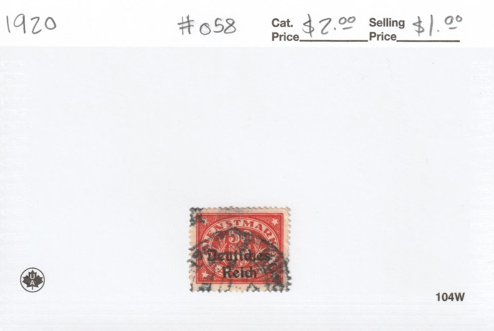Germany / Bavaria #O58 50pf Vermilion "Numerals and Coat of Arms" Used 1920 - Image 1 of 1