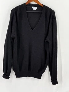 Vintage Anden 100 % Alpakawolle Strick SCHWARZ V-Ausschnitt Pullover Damengröße LARGE - Bild 1 von 6