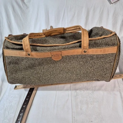 Bolsa de viaje Hartmann vintage equipaje años 70 tweed cuero ribete 21x12x12 Foto 1 de 4