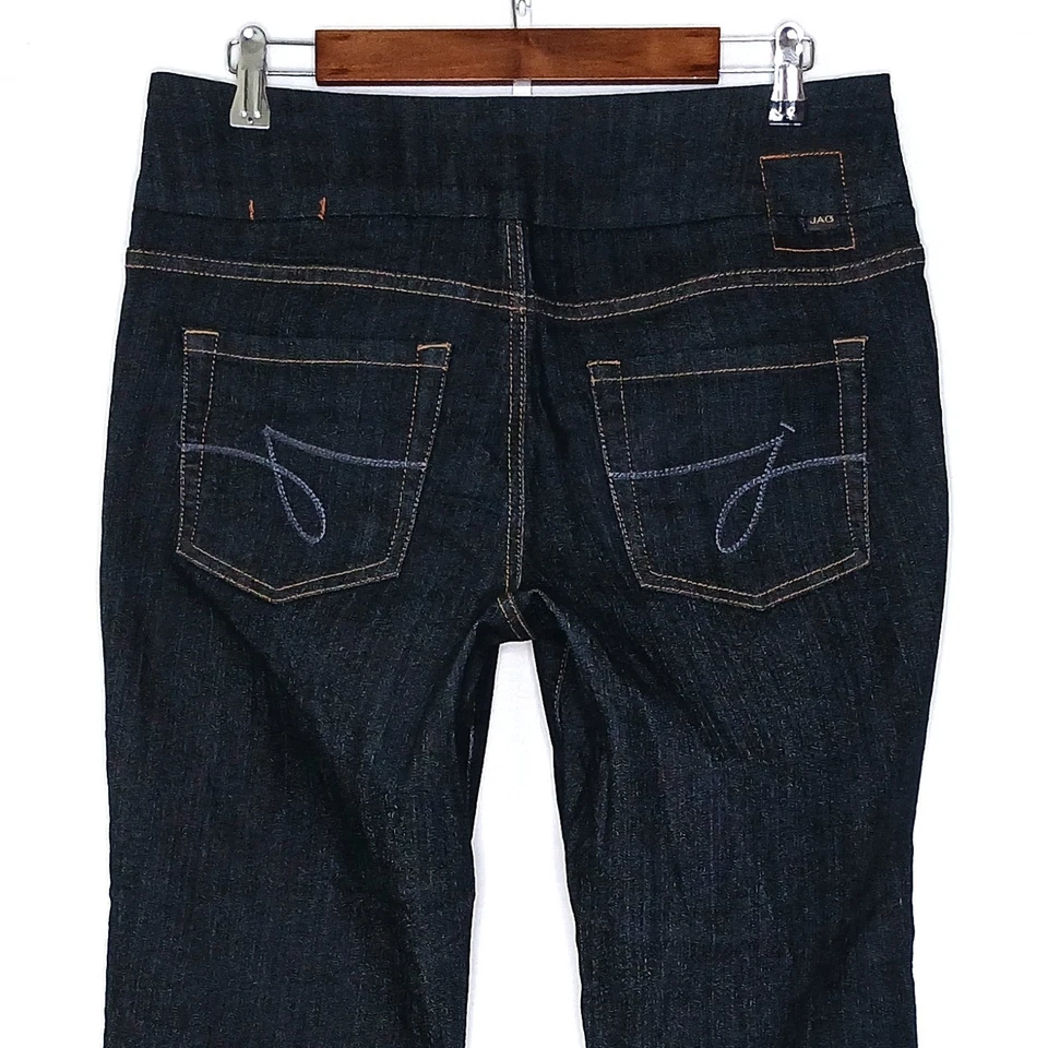 Jag Mujer Elástico Cintura Tirar de Vaqueros Rectos Talla 10 Elástico Slim Fit Negro Foto 1 de 4