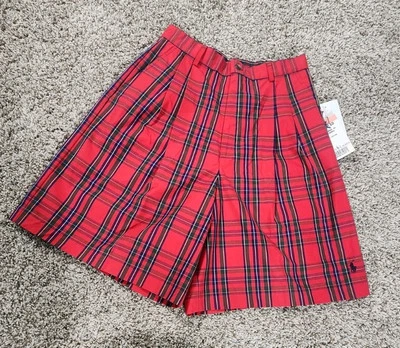 Polo Ralph Lauren Vtg Retro 90s Academia Preppy Plaid Cotton Short Sz 10 NWT - Image 1 of 4