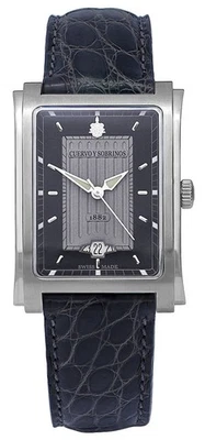 Cuervo y Sobrinos Prominente Automatic Steel Gray Leather Unisex Watch 1015.1GN - Image 1 of 4