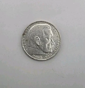 1936 5 Marks German Third Empire Pau Von Hindenburg.Silver.Circulated - Picture 1 of 3