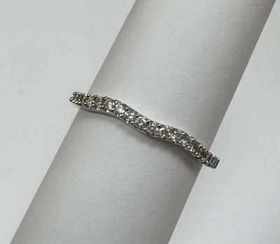 14k Solid White Gold 0.25Ct Natural Diamonds Stackable Ring Size 10 - Image 1 of 4
