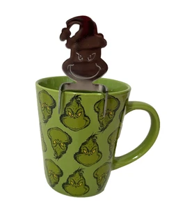 Dr. Seuss The Grinch Grün Kaffee Tee Becher Metall Rührer Gesicht Muster Weihnachten - Bild 1 von 24