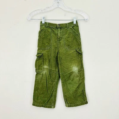 Arizona vintage corduroy ribbed wide leg cargo green pants kid's unisex 4t - Image 1 of 4