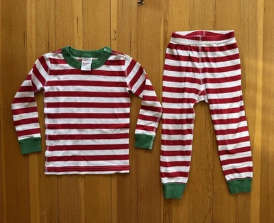 Pijama Hanna Andersson 90-3 rayas rojas y blancas Long Johns Holiday  Foto 1 de 4