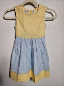 Blueberi Boulevard Girls Lenin Cotton Yellow And Blue Sun Dress Size 6X - Picture 1 of 15