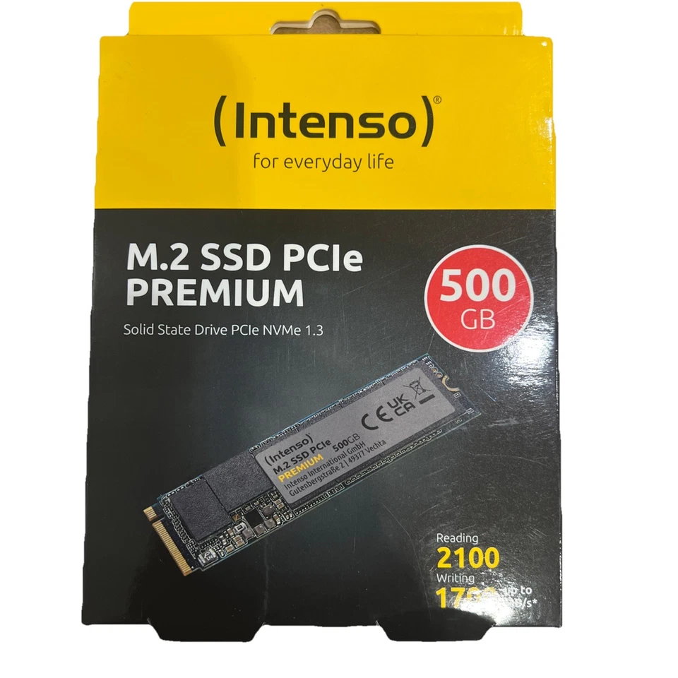 Intenso 500GB M.2 SSD PCIe Premium, up to 2100 MB/s, (PCI Express Gen.3x4 NVMe 1 - Image 1 of 1