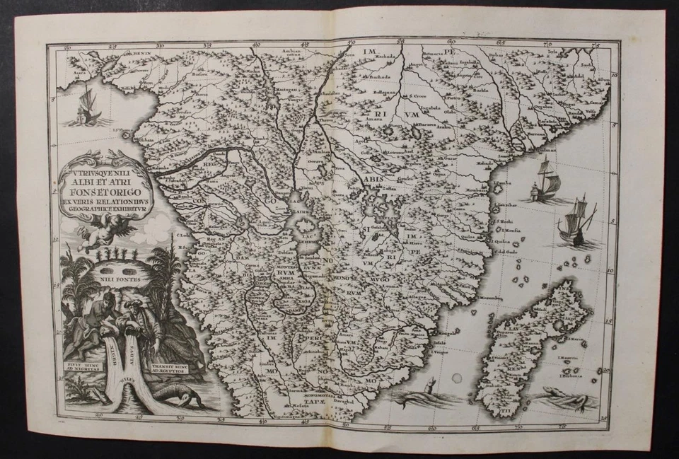 SOURCES OF NILE CENTRAL AFRICA MADAGASCAR 1702 SCHERER UNUSUAL ANTIQUE MAP - Image 1 of 1