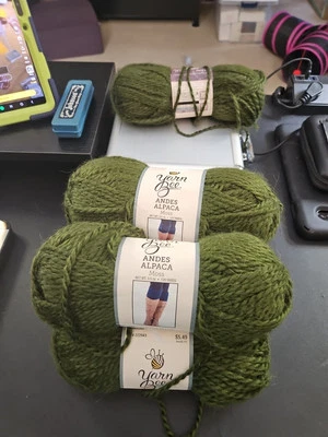 5 Skeins Yarn Bee Andes Alpaca Moss Color Hobby Lobby Bulky Yarn New - Image 1 of 4