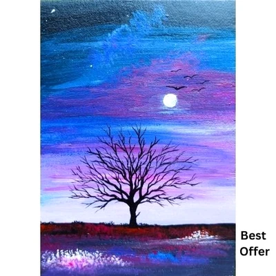 ACEO Original Paisaje Naturaleza Árbol Cielo Pop Arte Tarjeta Acrílico Pintura a Mano NUEVO Foto 1 de 4