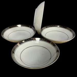 4 Vtg Mikasa Narumi Alton Fruit Dessert Bowls 5.5” Platinum Greek Key Trim Japan - Picture 1 of 14