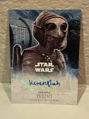 2016 Topps Star Wars Force Awakens Series 2 Kiran Shah as TEEDO Autograph Auto - Image 1 of 2