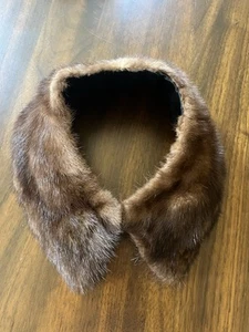 1950s/1960s Vintage Mink Fur Collar Removable 17” x 3.5” Brown Hook & Eye - Picture 1 of 6