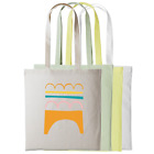 Tote Bag Abstract Shapes Printed Text Shopping Reusable Shopper Shoulder Bag