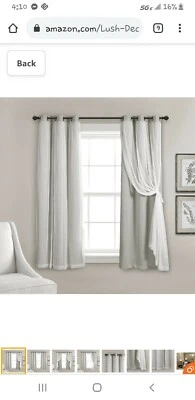 Set of 2  63x38" Grommet Top Sheer Panels with Insulated Blackout Lining Lt Gray - Image 1 of 4