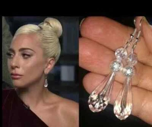 LADY GAGA ORECCHINI "A STAR IS BORN" IN ARGENTO DIAMANTATO E CRISTALLO A GOCCIA - Foto 1 di 10