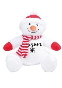 Estuche de pijama de Navidad / peluche personalizado con nombre brillante - Navidad muñeco de nieve  - Imagen 1 de 2