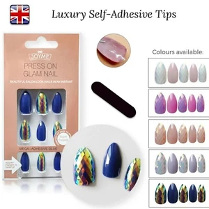 Press On Nails Tips 24 Pieces Shiny Self-adhesive Full Cover Almond Reusable UK - Picture 1 of 28