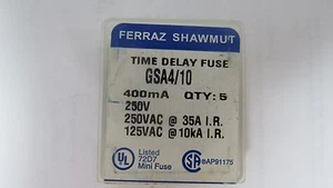 FERRAZ SHAWMUT FUSIBLE DE RETRASO DE TIEMPO GSA4/10 - Imagen 1 de 6