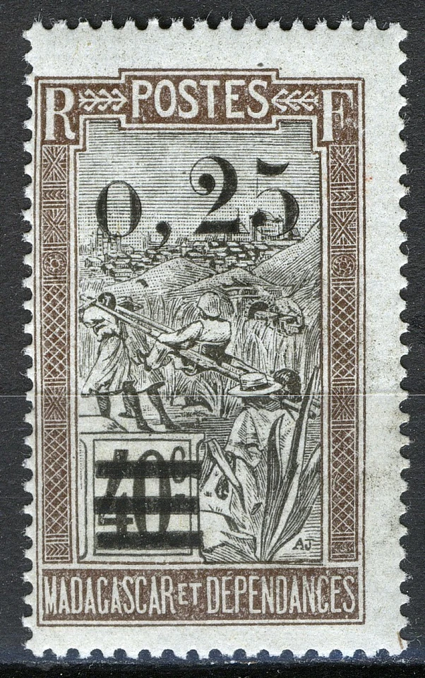 Мадагаскар 1921, 0,25 на 40c путешественников MNH тропическая резинка, Yv 127, Cat 11€ - Изображение 1 из 1