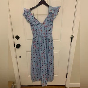 Vestido Banjanan Maya en Azul Floral Talla Pequeña Nuevo con Etiquetas - Imagen 1 de 8