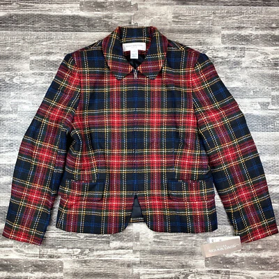 Jones New York миниатюрный размер 10P 100% шерсти Tartan клетку блейзер куртка винтажный новый с Ярлыками - Изображение 1 из 4