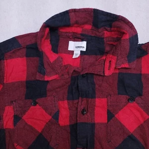 Sonoma Buffalo Check Flannel Button Up Long Sleeve Shirt Boys Size XL Red - Picture 1 of 10