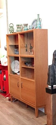 Meuble vitrine bibliothèque vintage 1950 - Photo 1/2