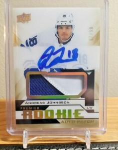 ANDREAS JOHNSSON 2018-19 UD PREMIER GOLD ROOKIE AUTO PATCH 02/99 LEAFS 18-19