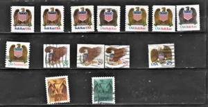USA 14 different Definitive Used Eagle and Shield Stamps fine - Picture 1 of 1