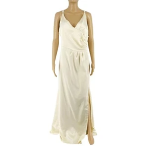 RINASCIMENTO langes Damenkleid beige Träger V-Ausschnitt Seitenschlitz Größe L - Bild 1 von 11