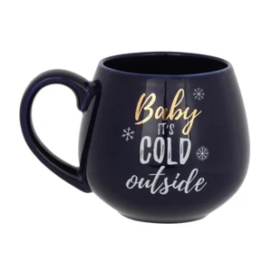 Baby, It's Cold Outside Becher, Tasse Blaugold Weiß Schneeflocke Winterkuscheln Geschenk - Bild 1 von 5