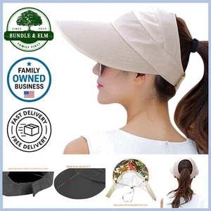 Women Sun Hat Wide Brim UV Protection Summer Beach Packable Visor - Picture 1 of 10
