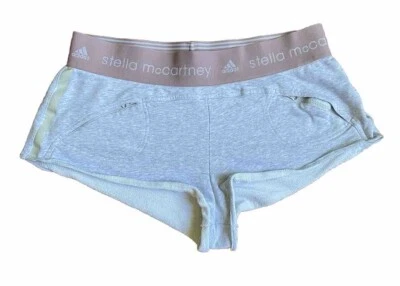 Bermuda de moletom Adidas Stella McCartney mini pista corrida atlética com zíper bolsos G - Imagem 1 de 4