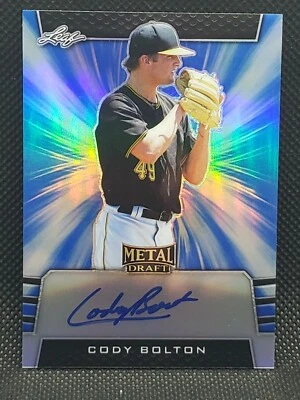 2019 Leaf Metal Draft Cody Bolton Blue Parallel Auto RC #21/30 Pirates - Image 1 of 2