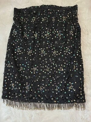 Vivienne Tam East Wind Code Size 2 Black Sequin Fringe Lace Embroidery Vtg Lg - Image 1 of 4