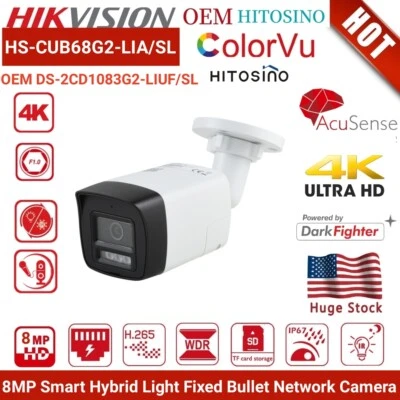 HIKVISION US Hik OEM 8MP POE IP Camera 4K Dual light IR DS-2CD1083G2-LIUF/SL Outdoor