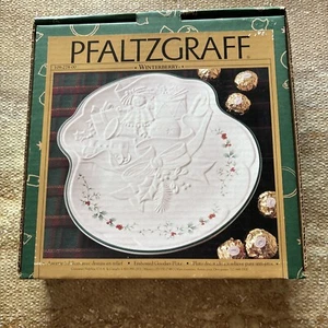 Pfaltzgraff Winterberry "Embossed Goodies Plate" Santa "Bag Of Toys" Platter New - Picture 1 of 2