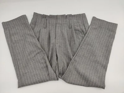 Indigo Rein 尺寸 7/27 女式正装裤子短踝灰色条纹袖口下摆 — 第 1/4 张图片