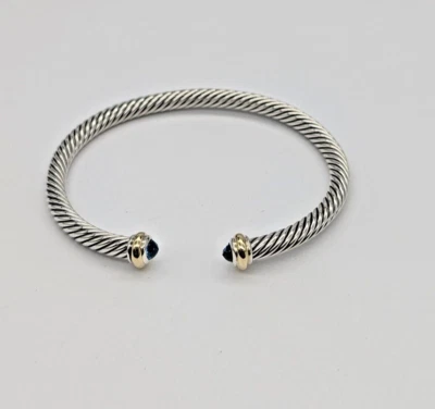 Pulsera clásica David Yurman Cable para mujer con topacio dorado de 18 quilates y azul 4 mm pequeña Foto 1 de 4