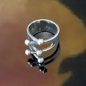 ANNA GRETA EKER NORWAY STERLING SILVER VINTAGE MODERNIST CROWN JESTER RING 6.5 - Picture 1 of 11