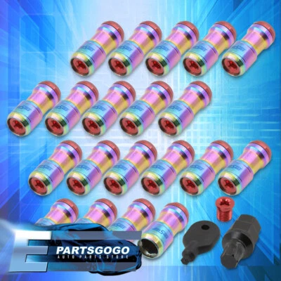 20PCS M12 x 1.25mm Open/Closed Extended Heavy Duty Steel Racing Lug Nuts Set Red Foto 1 de 3