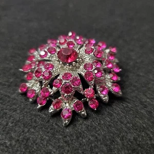 Brooch Pin Statement Piece Large Pink Medallion Snowflake Formal Party Amulet - Picture 1 of 4
